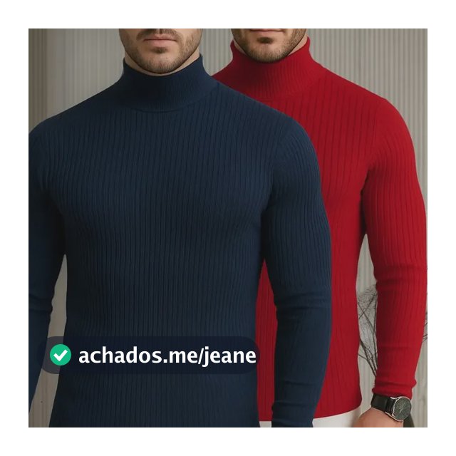 Kit 2 Camisetas Masculina Manga Longa Gola Alta Canelada