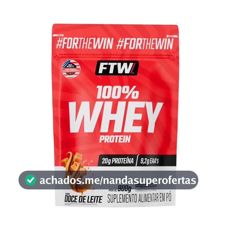 Whey Protein 100% Concentrado Refil 900g Sabor Doce de Leite - FTW