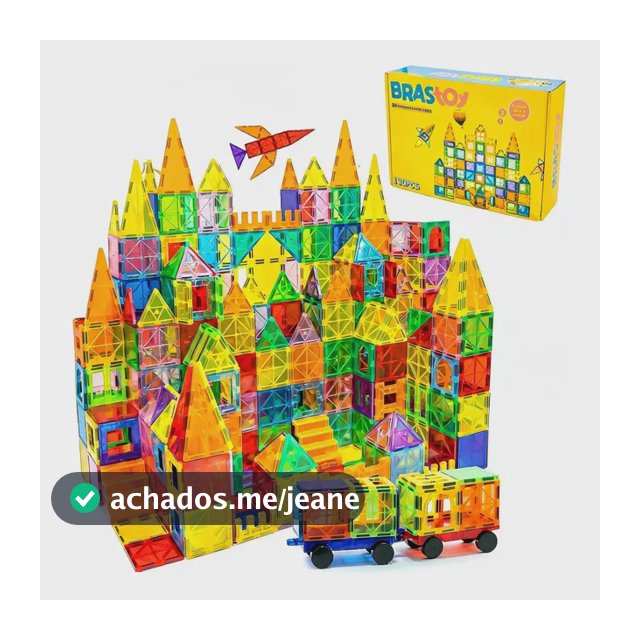 Brastoy Blocos Magnéticos 130 Peças Brinquedo Educativo 130 Blocos