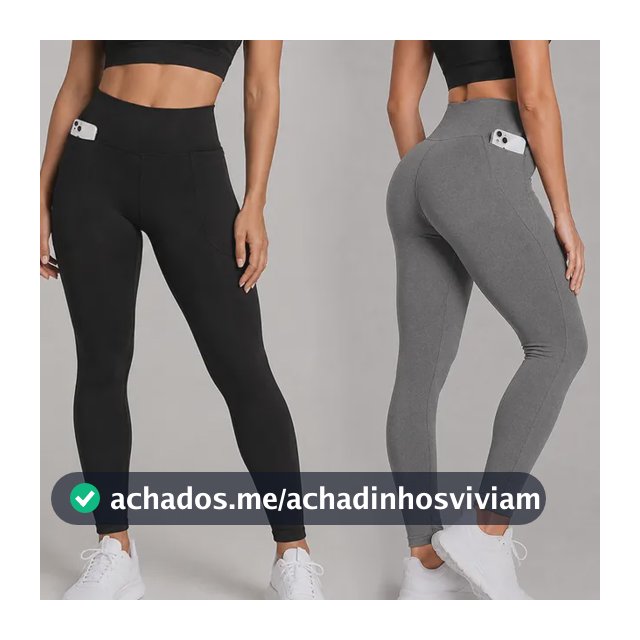 Kit 2 Calças Legging Feminina Grossa Cintura Alta Com Bolso