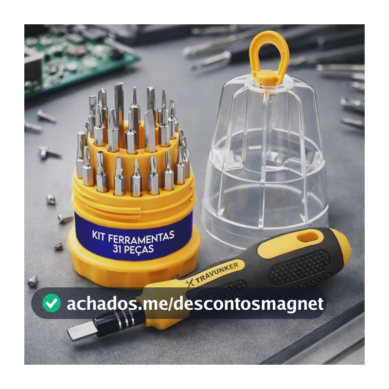 Kit Jogo Ferramentas 31 Peças Chaves Fenda Philips Torx Allen Estrela Precisão Cabo Emborrachado Imantado Estojo Organizador Reparos Eletrônicos Manutenção Celular Notebook