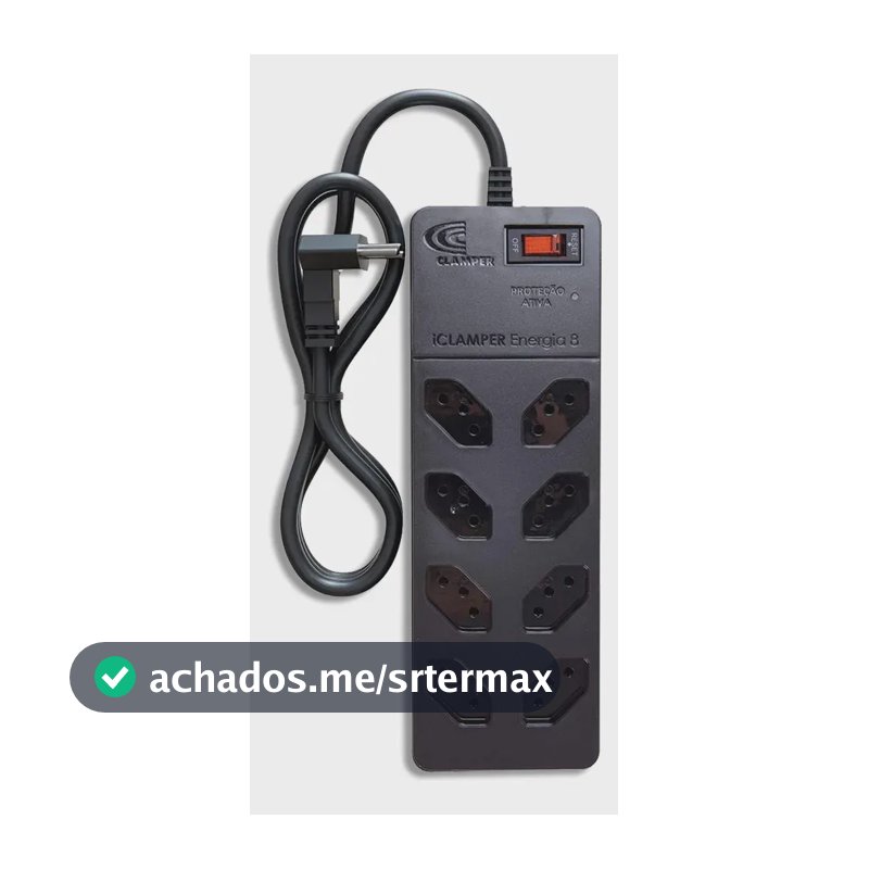 Filtro de Linha com Protetor de Surto DPS iCLAMPER Energia 8 Tomadas 3 Pinos 10 Amperes com Tecnologia LCF Anti Raio Cor Preto