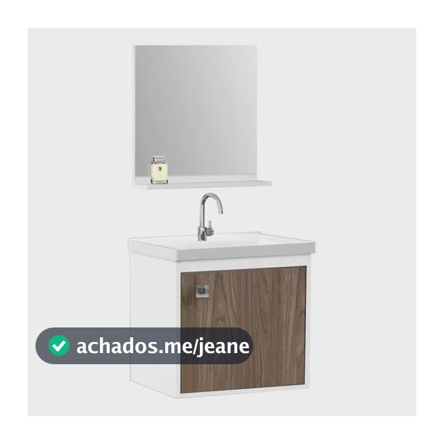 Gabinete Banheiro Forty 40cm Com Espelheira Branco Carvalho Branco Com Carvalho Branco Um Furo