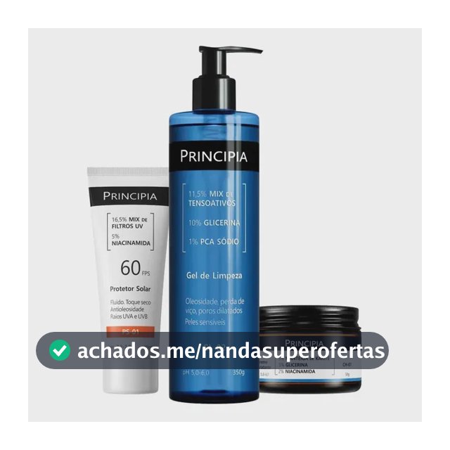 Kit Principia para Rotina de Skincare Pele Sensível com Protetor Solar FPS 60