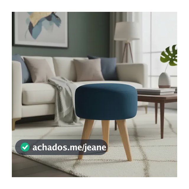 Puff Redondo Estofado  Banqueta  Apoio Dos Pés Decorativa