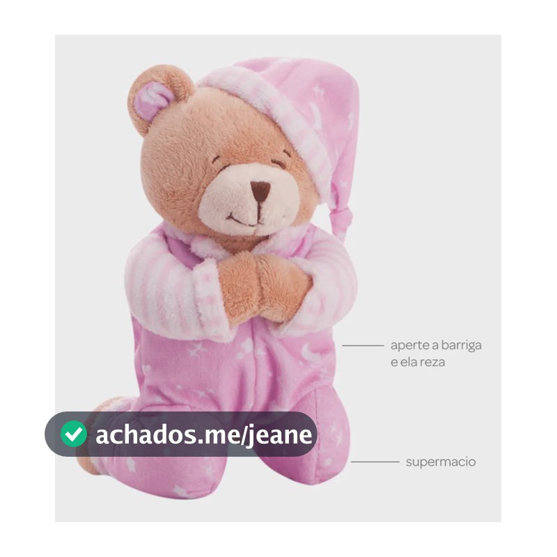 Ursinho De Brinquedo Para Criança Menina Que Reza - Buba Cor Rosa