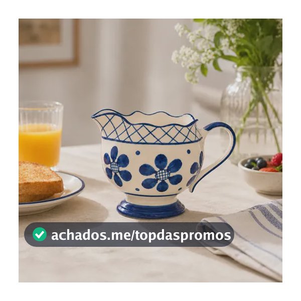Leiteira Molheira Jarra Cerâmica Artesanal Cozinha Decorada Cobalto Azul