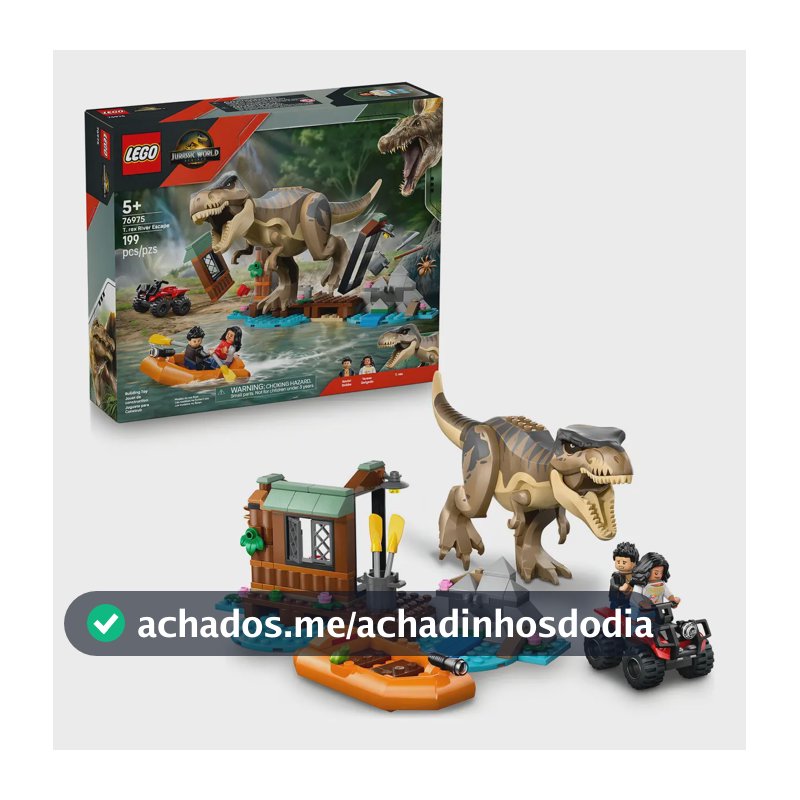 LEGO® Jurassic Escape By the River e T. Rex em busca de T. Rex 76975