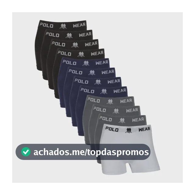 Kit Com 12 Cuecas Boxer Masculina Adulto Polo Wear Original