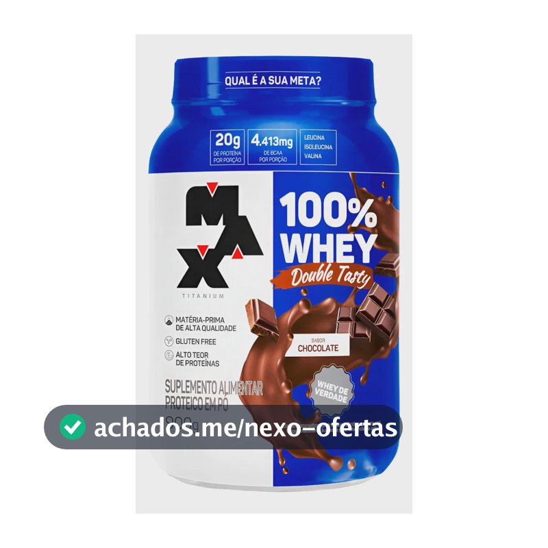 Whey 100% Concentrado Double Tasty Max Titanium Pote 900g Sabor Chocolate
