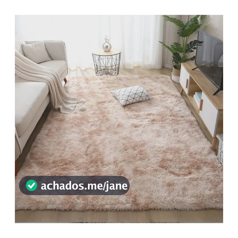 Tapete 2.00x1.50 Casa Laura Enxovais Shaggy Felpudo Para Quarto Sala Luxo Bege Mesclado