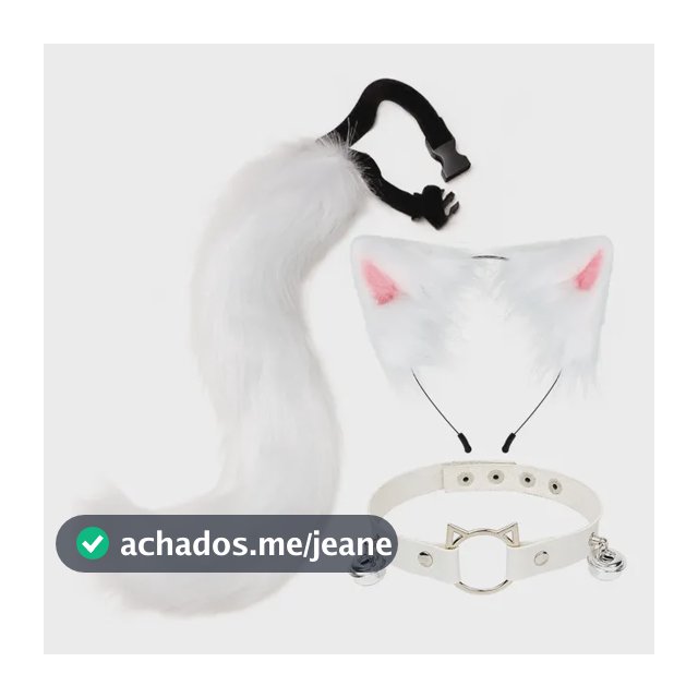Gargantilha Com Orelhas De Gato E Cauda De Raposa Branco Neve Generica
