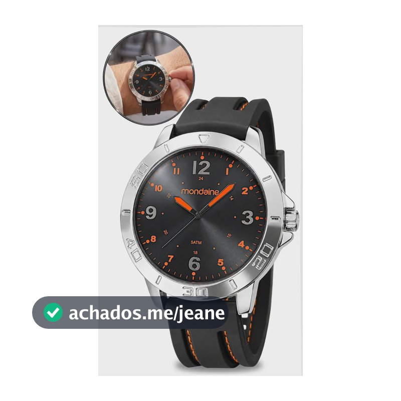 Relógio Mondaine Masculino Analógico A Prova D'água Original Preto Prateado