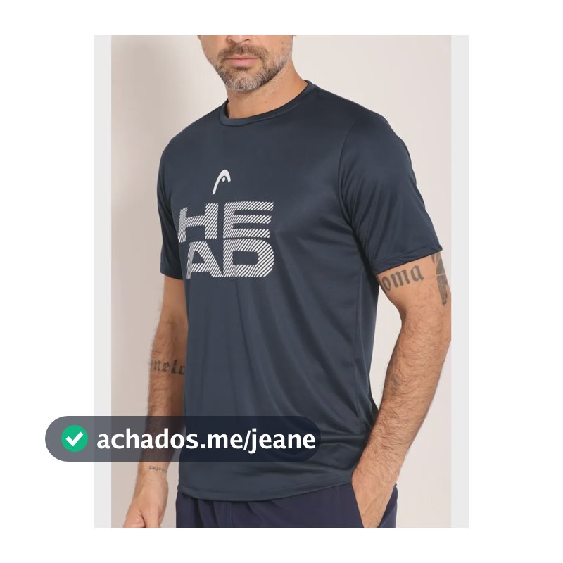 Camiseta Head Tênis Dry Secagem Rápida Azul-marinho Liso P