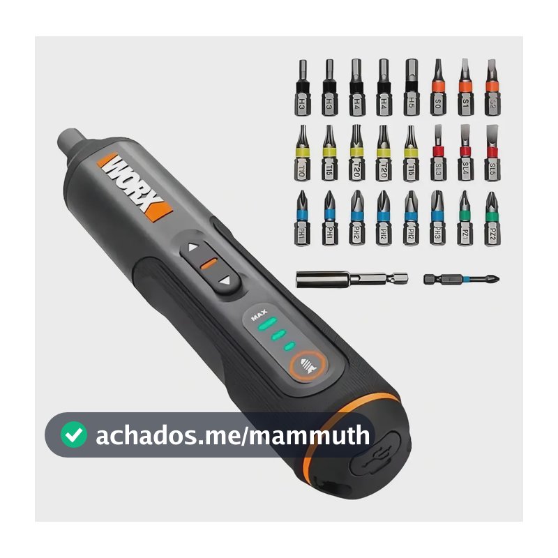 Parafusadeira Bivolt 4,0v Com Led E Kit Bits Wx240 Worx Cor Preto Frequência 60hz