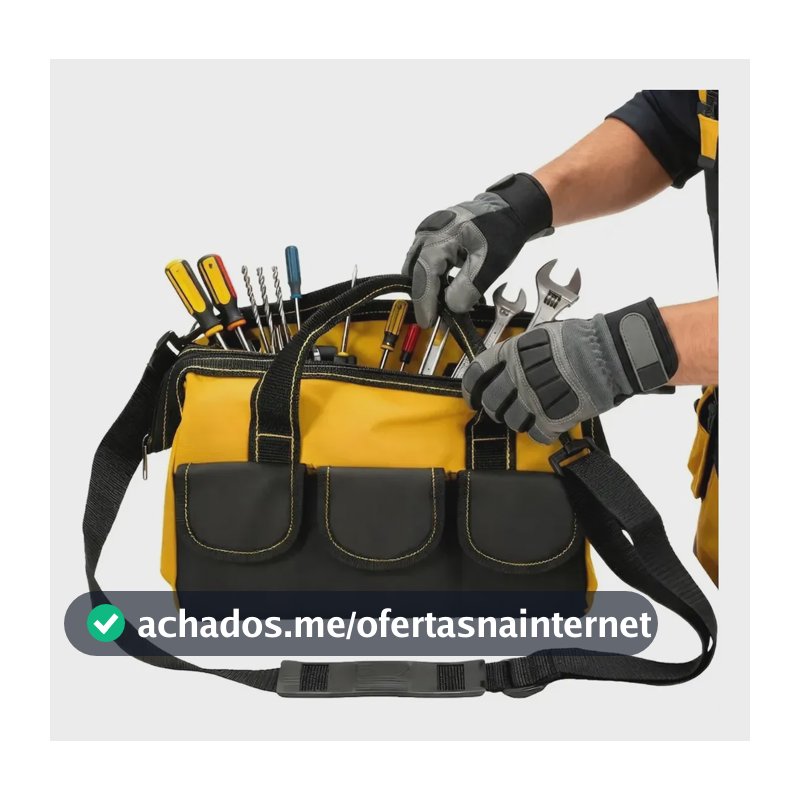 Bolsa Ferramentas Grande Reforçada Manutenção Eletricista Amarelo