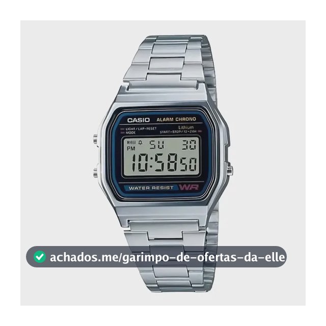 Relógio Unissex Casio Digital Esportivo A158wa-1df Prata Retrô Vintage Pulseira em Aço Inoxidável