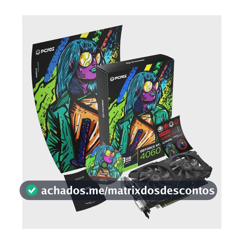 Placa De Vídeo Pcyes Rtx 4060 Gddr6 8gb Dual Fan