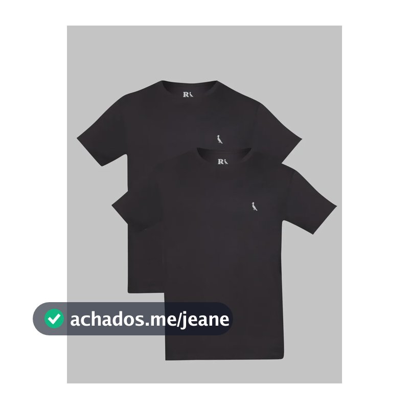 Kit Duas Camisetas Regular Essence Reserva Preto/preto Liso M