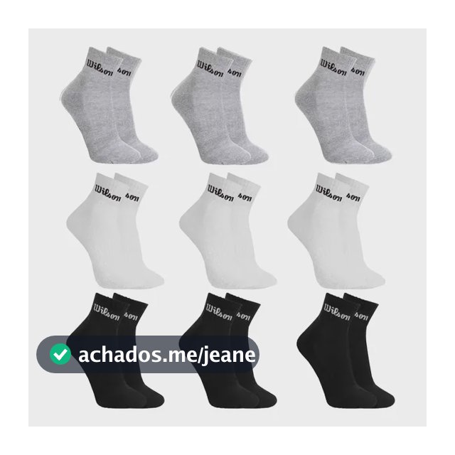Kit 9 Pares Meias Wilson Cano Médio Masculino Adulto