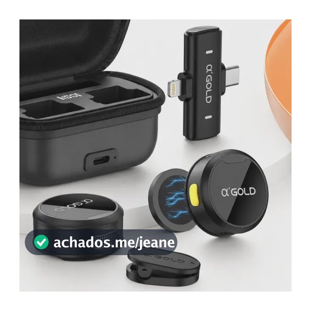 Microfone Duplo Lapela Anti Ruído iPhone Lightning E Usb-c Com Case Preto