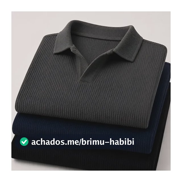 Kit Camisa Polo Masculina Canelada Gola Italiana Sem Botao Chumbo / Azul / Preto P