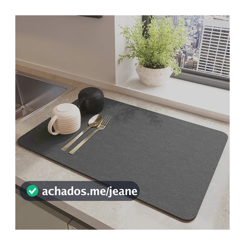Tapete De Pia Mágico Escorredor De Louças Alta Absorção 40x50 Antiderrapante Para Cozinha Balcão Moderno Cinza