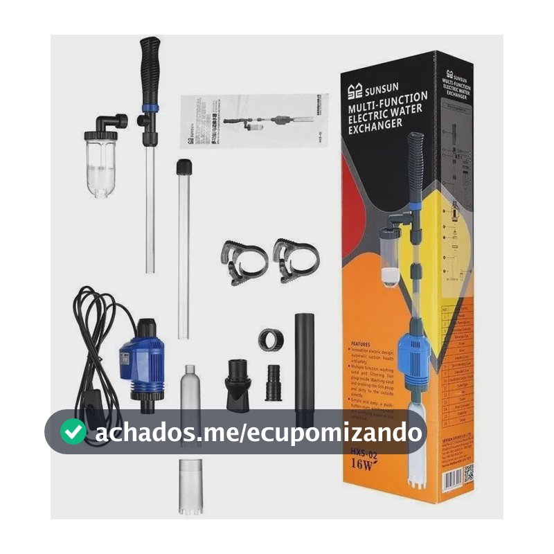 Sifão Elétrico Limpeza Aquario Lago Sunsun Hxs-02 800l/h 16w