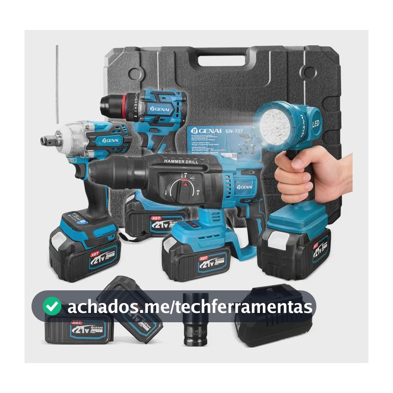 Kit4 Chave De Impacto Martelete Perfurador Furadeira Lantern