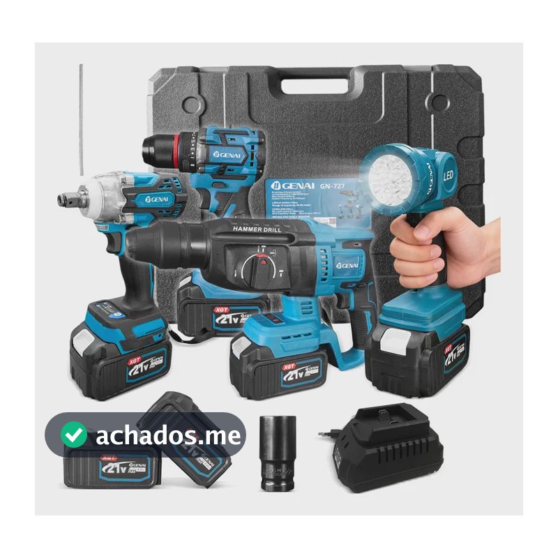 Kit4 Chave De Impacto Martelete Perfurador Furadeira Lantern