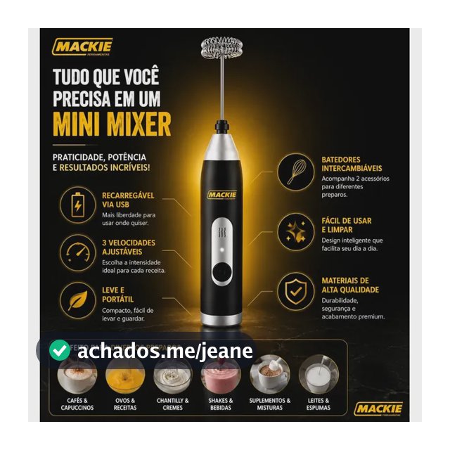 Mini Mixer Elétrico Portátil Misturador De Bebidas Café Leite Cappuccino Whey Protein Shake Ovos Espumador Batedor Fouet Inox Compacto Cozinha Drinks Mackie Ferramentas