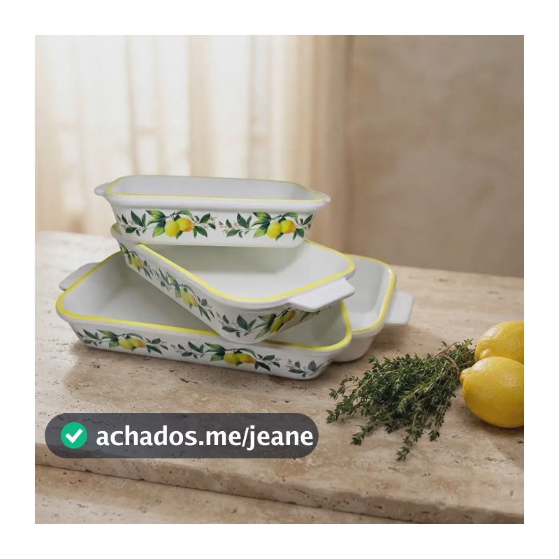 Conjunto 3 Travessa Refratária Vai Ao Forno Limão Siciliano Limão Siciliano