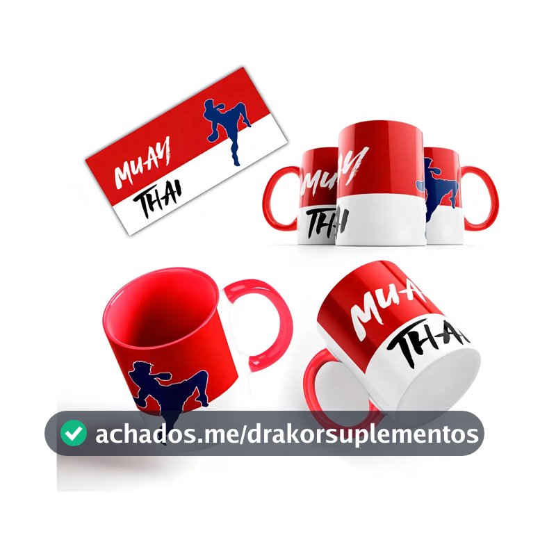 Caneca Vermelha Muay Thai Cores Tailândia Lutador