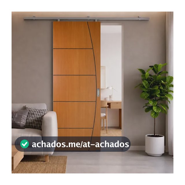 Porta Correr Colméia Frisada Madeira 80x210 Kit Alumínio Marrom-escuro