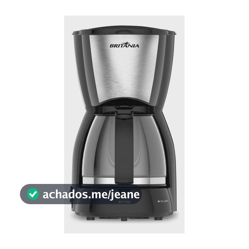 Cafeteira Britânia 18 Cafezinhos Bcf19a Jarra De Vidro 550w Cor Preta