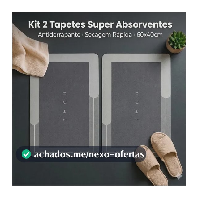 Kit 2 Tapetes Banheiro Magico Absorvente Antiderrapante 40x60cm Seca Rapido Toalha Piso Borracha