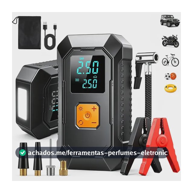 aweshine Compressor Ar Portátil 150PSI Automotivo com Auxiliar Partida Portátil,5 Modos Inflagem,Auxiliar Partida Veicular Carro Moto Caminhão,Power Bank,digital duplo,lanterna emergência com 3 modos