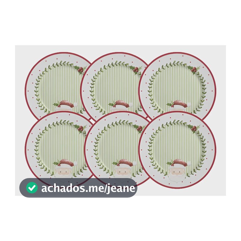6 Pratos De Sobremesa Cerâmica Natal Ludic Alleanz