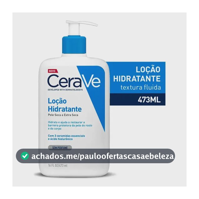 Loção Hidratante Corporal Sem Perfume, com Ceramidas Essenciais e Ácido Hialurônico, Textura Fluida CeraVe 473ml