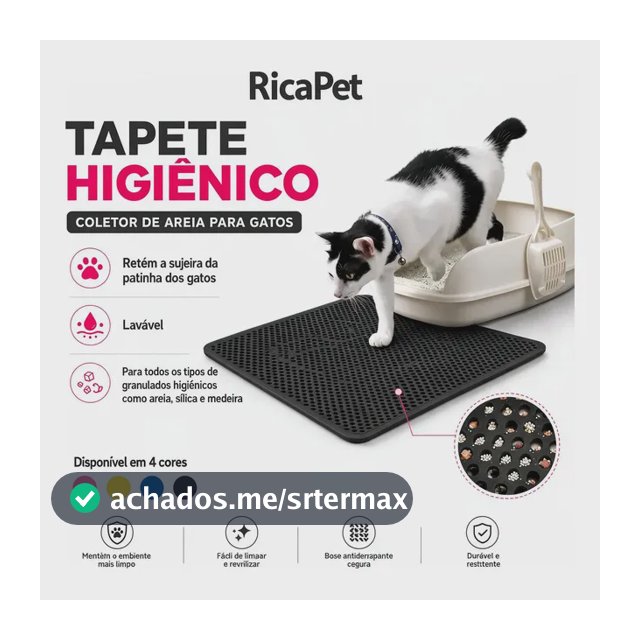 Tapete Higiênico Gato Coletor Caixa De Areia Preto Tam G