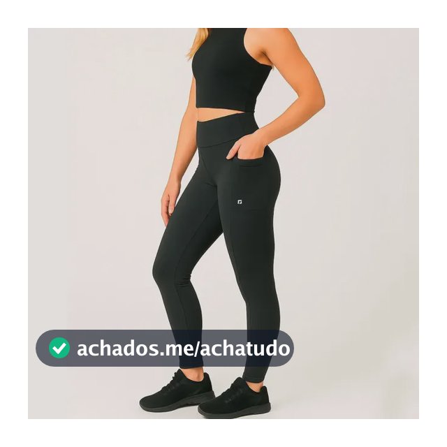 Legging Preta Com Bolsos Blackout Zero Transparência