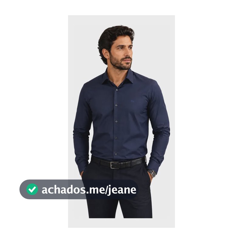 Camisa Social Masculina Ogochi Slim Original Manga Longa Azul-marinho P