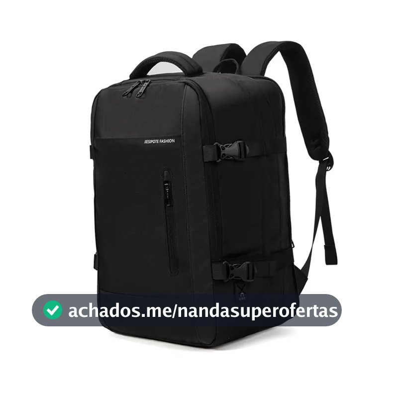 Mochila sem gênero, impermeável, reforçada, com capacidade ampliada de 30-42L, adequada para portátil, viagens diárias, cor preta