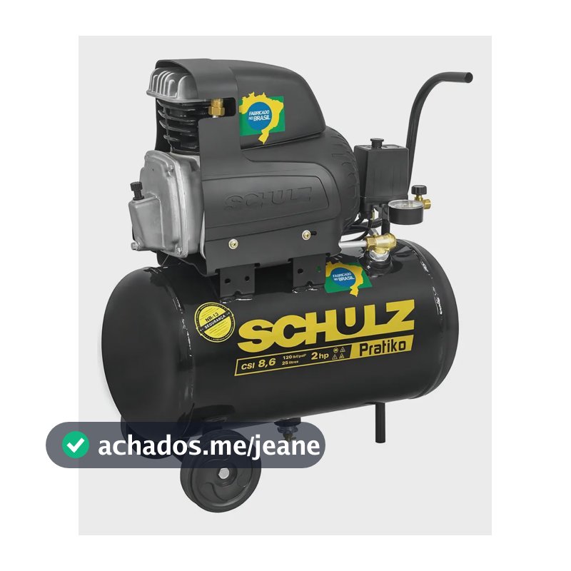 Compressor De Ar Pratiko Csi 8,6/ 25 Litros 2hp Schulz Monofásica