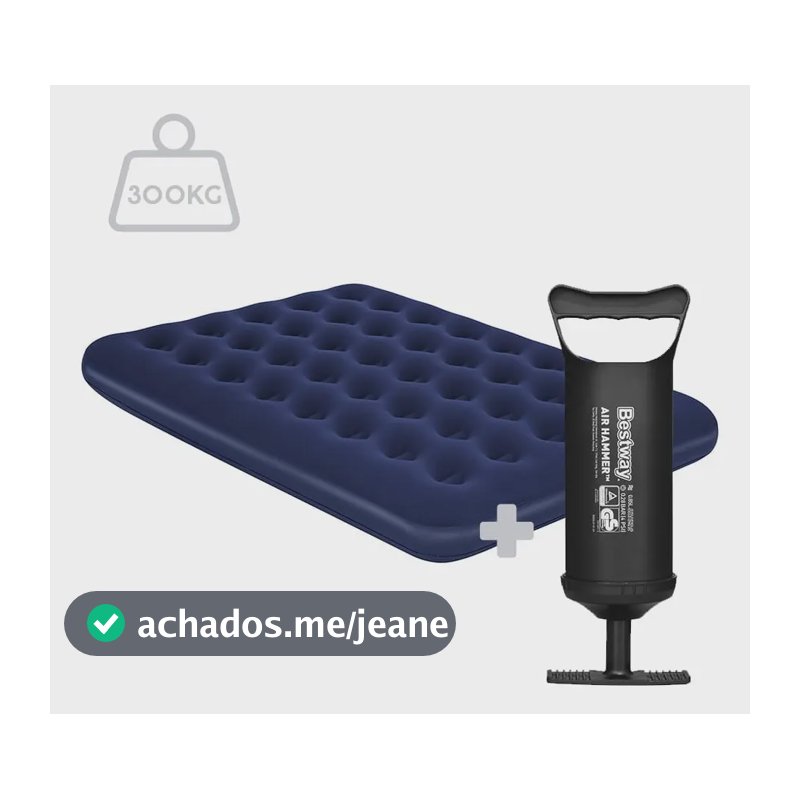 Colchão Infllável Casal Bestway + Bomba De Ar Pronta Cor Azul