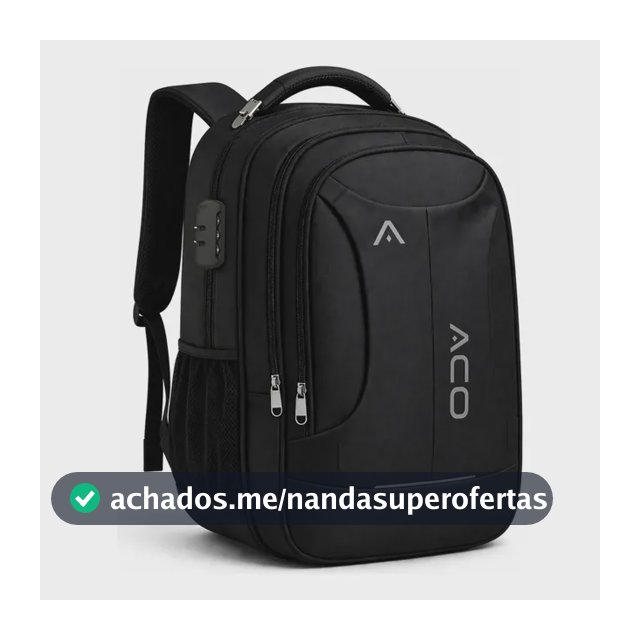 Mochila Notebook Cabo De Aço - Cabo Usb/fone Ouvido Imperm.