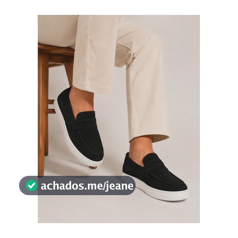 Mocassim Masculino Loafer Sola Alta Social Camurça Premium Preto 42 Br