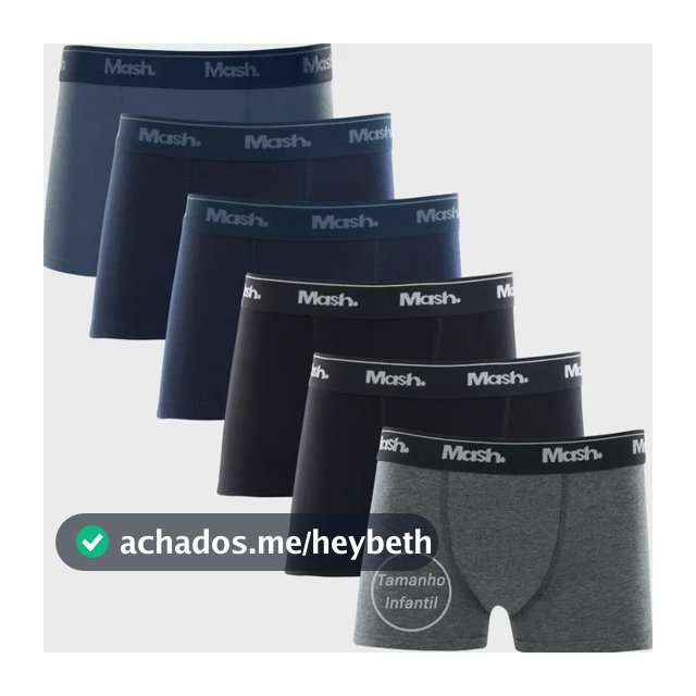 Kit 6 Cuecas Boxer Infantil Mash Box Menino Algodão Original