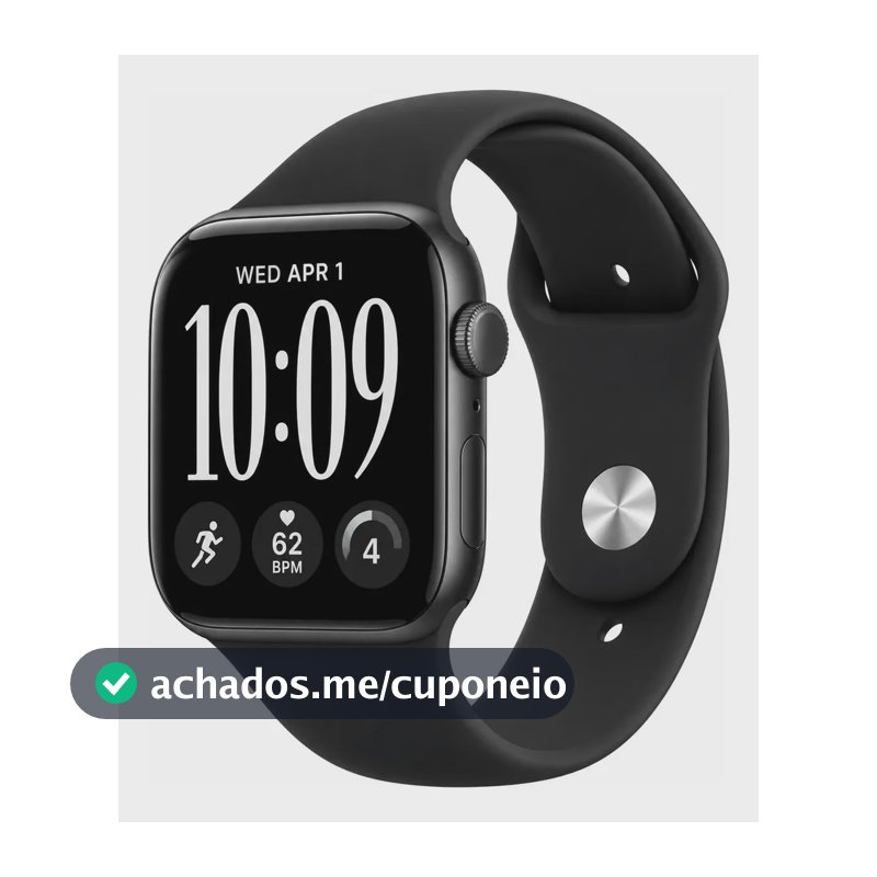 Apple Watch Series 12 Gps 46mm - Caixa Aluminio M/l Preto Silicone
