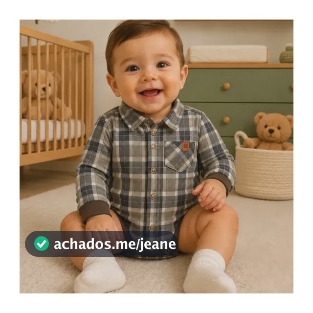 Body Bebê Flanela Quentinho Xadrez 100% Algodão